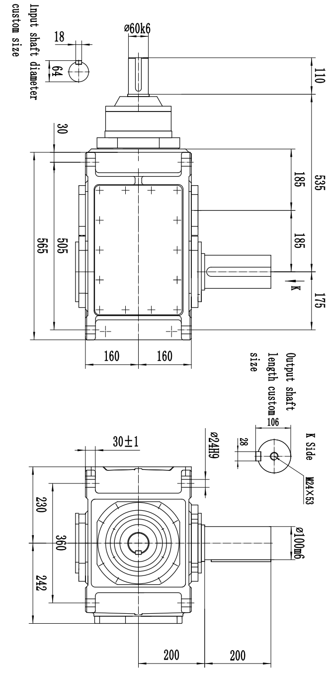 邁傳減速機(jī) BC2SV5-9-D直交軸齒輪箱外形尺寸圖