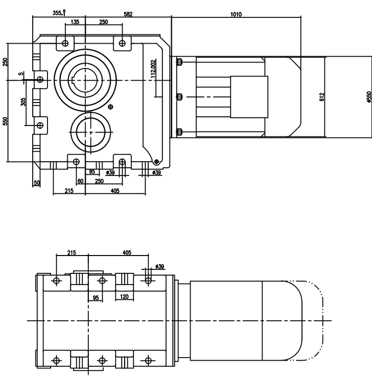KA187減速機配110KW電機圖紙-邁傳減速機K系列尺寸圖
