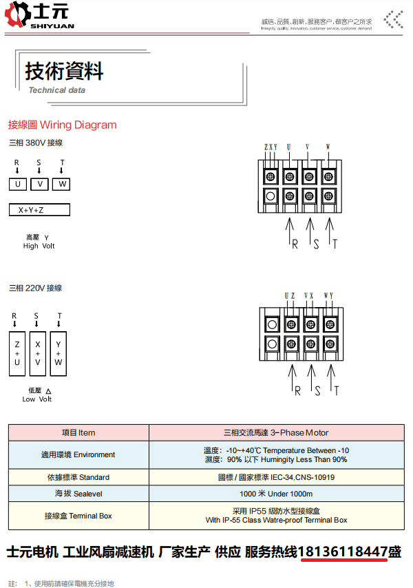 工業(yè)風(fēng)扇減速電機(jī) 士元吊扇減速機(jī) SK800F工業(yè)大風(fēng)扇變頻驅(qū)動一體機(jī) 技術(shù)資料