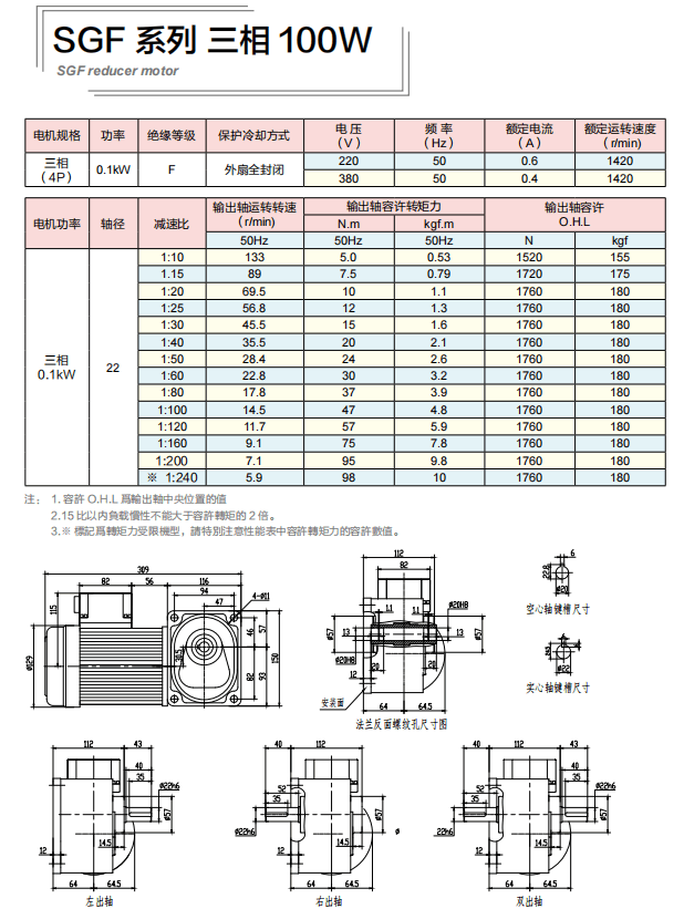 士元電機(jī)G100A匹配SGF22框小微型直角減速機(jī)參數(shù)及尺寸 士元電機(jī)G100A匹配SGF22框小微型直角減速機(jī)參數(shù)及尺寸